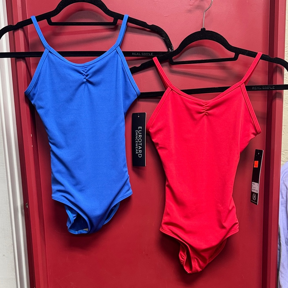 Kids Leotard w/pinch and v back - Blue & Red available